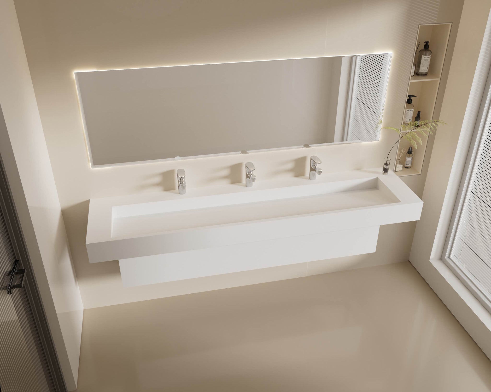 The Ramp Junior 100 Basin 2000mm Wall Hung Stone Basin