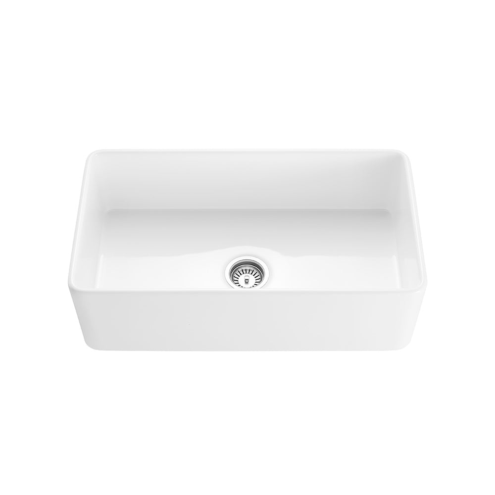 Traditional Fireclay Fluted Butlers Sink Black 828mm - TK3318MB