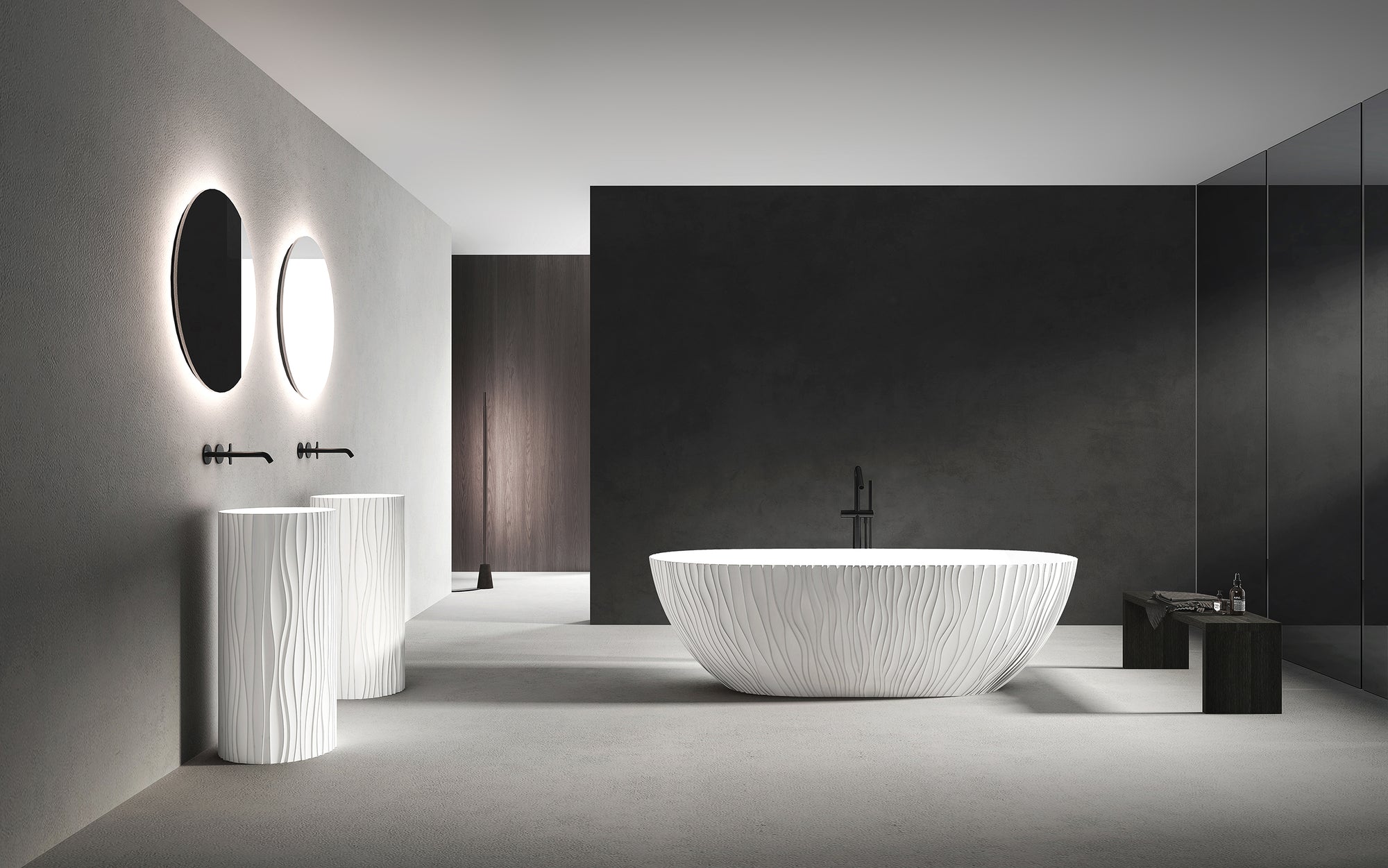 Bec Textured Freestanding Stone Bath - TGT03