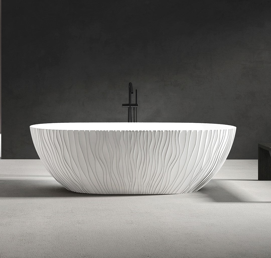 Bec Textured Freestanding Stone Bath - TGT03