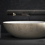 Moa 1800mm Designer Curved Bath Travertine - WGB05