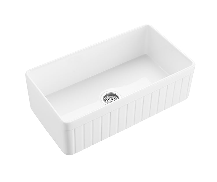 Traditional Fireclay Fluted Butlers Sink Oversized White 828mm - TK3318T