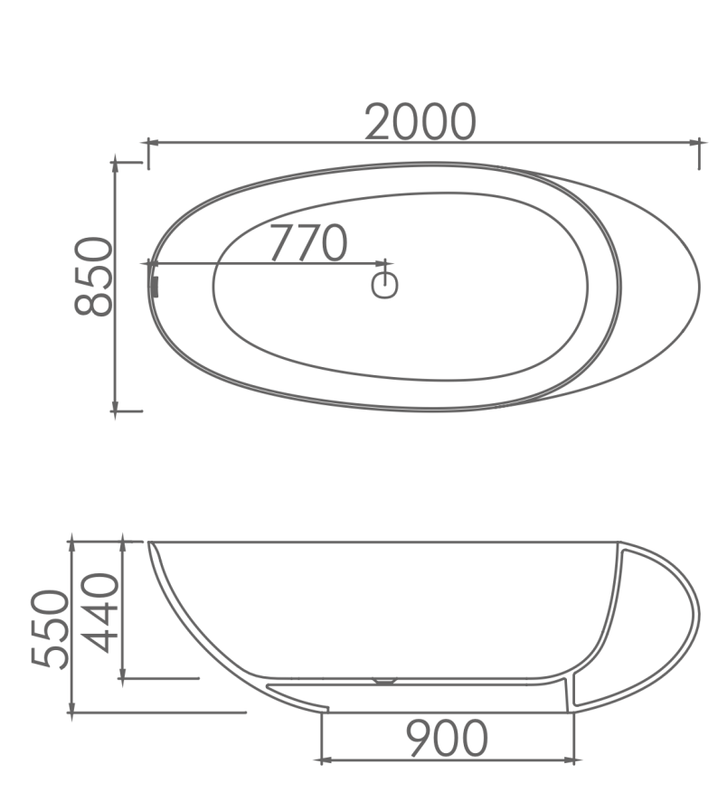 Moa 1800mm Designer Curved Bath - WGB01