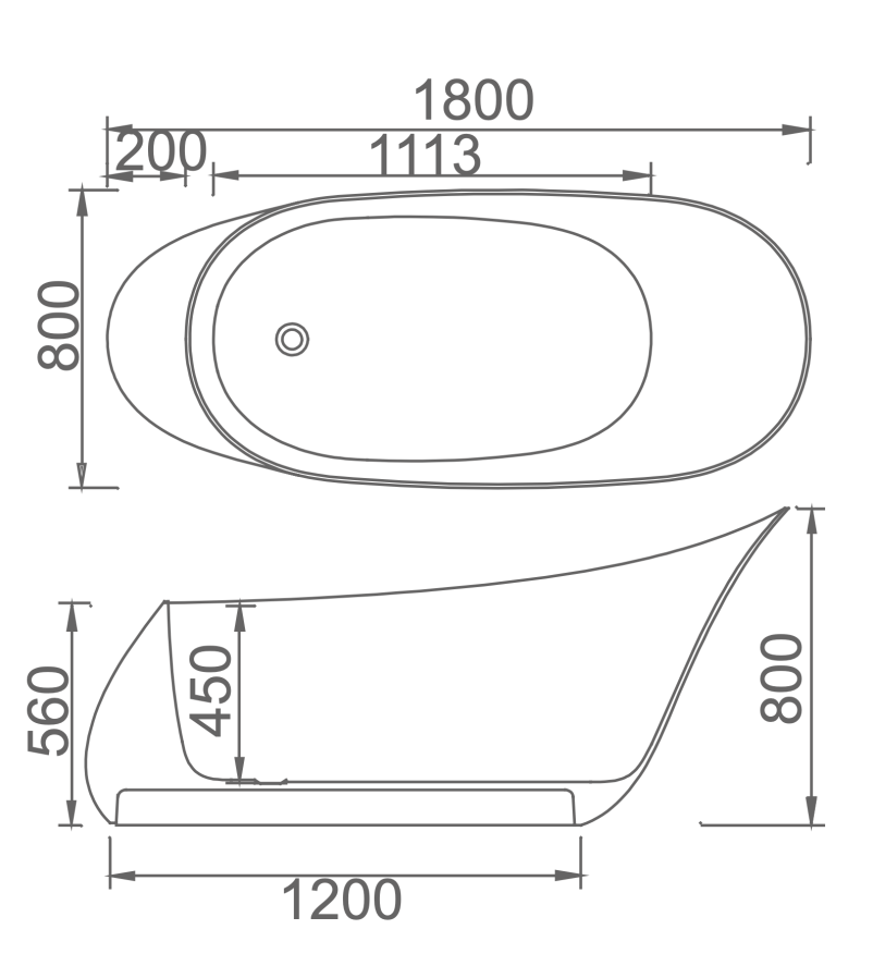 Yan 1800mm Asymetrical High End Bath - LGA01