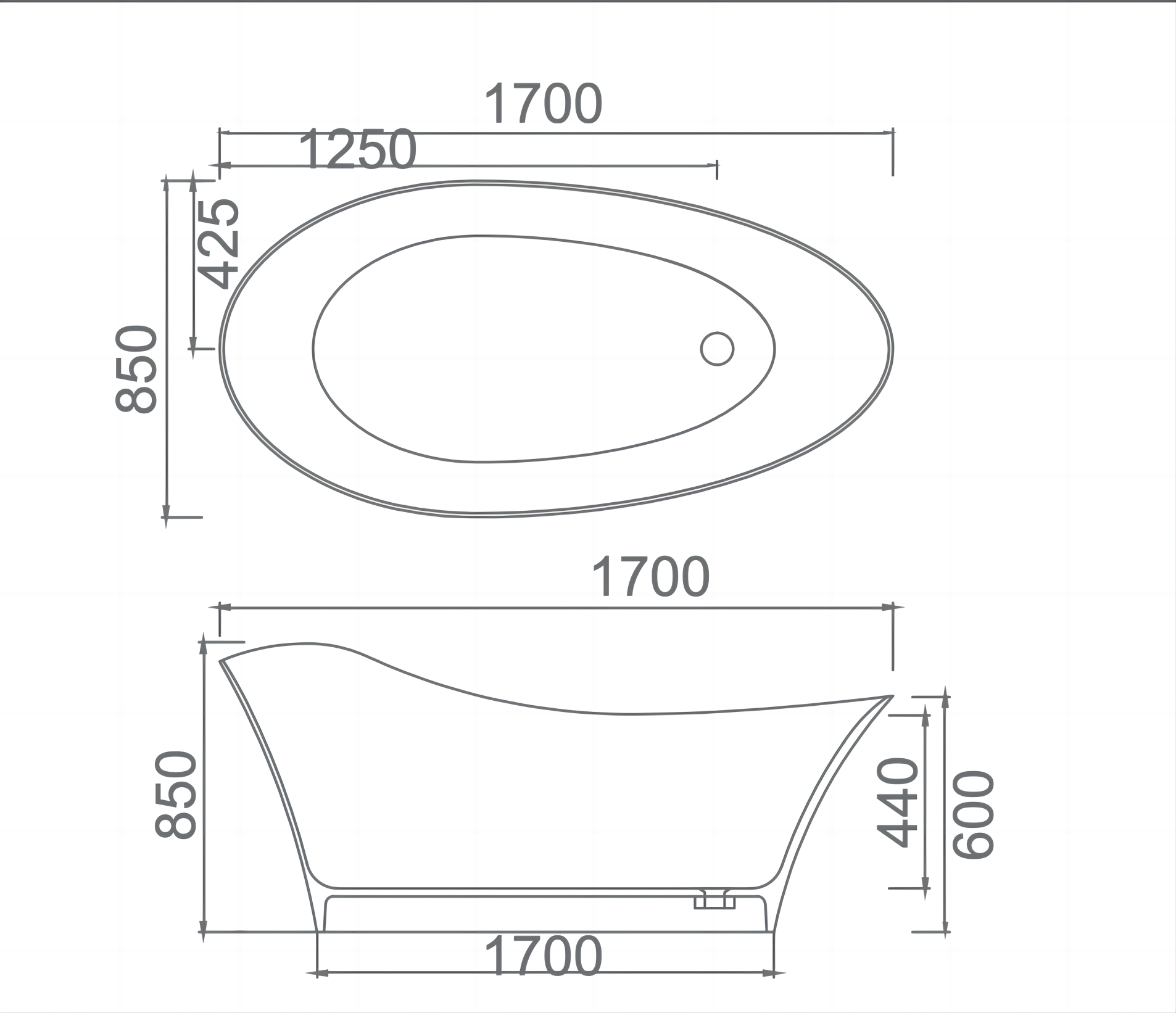 Lil 1700mm Delicate Curved Art Bath - LGN01