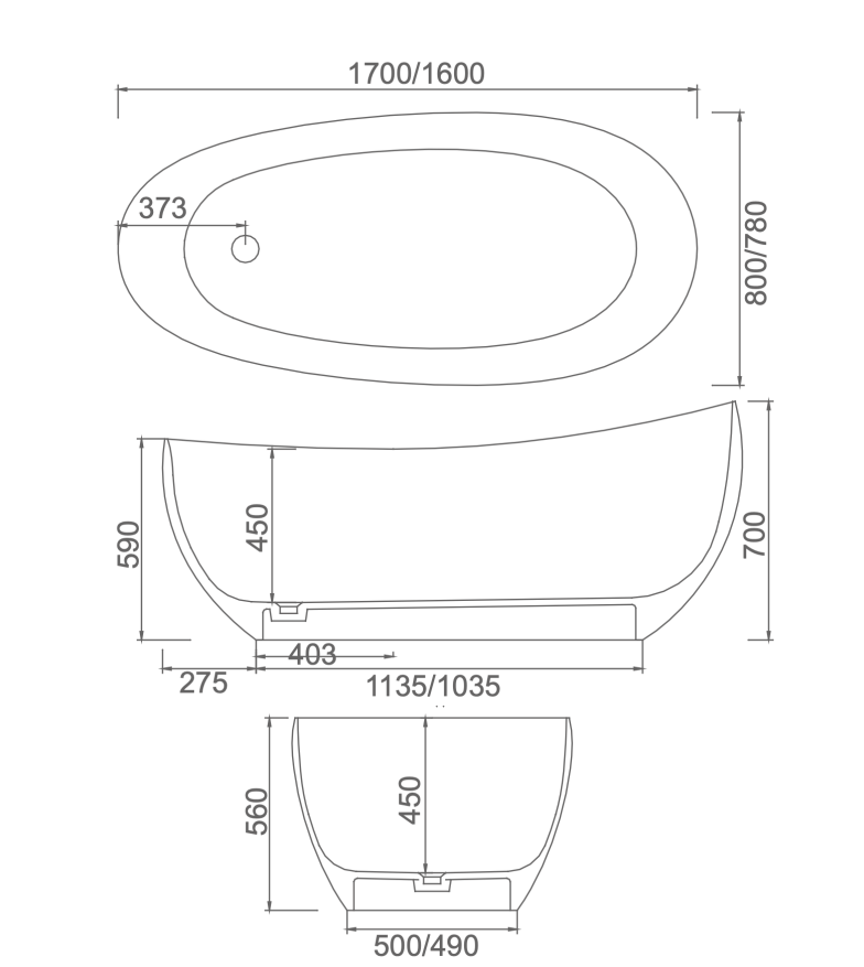 Cia 1600mm Curved Art Collection Bath - LGC01