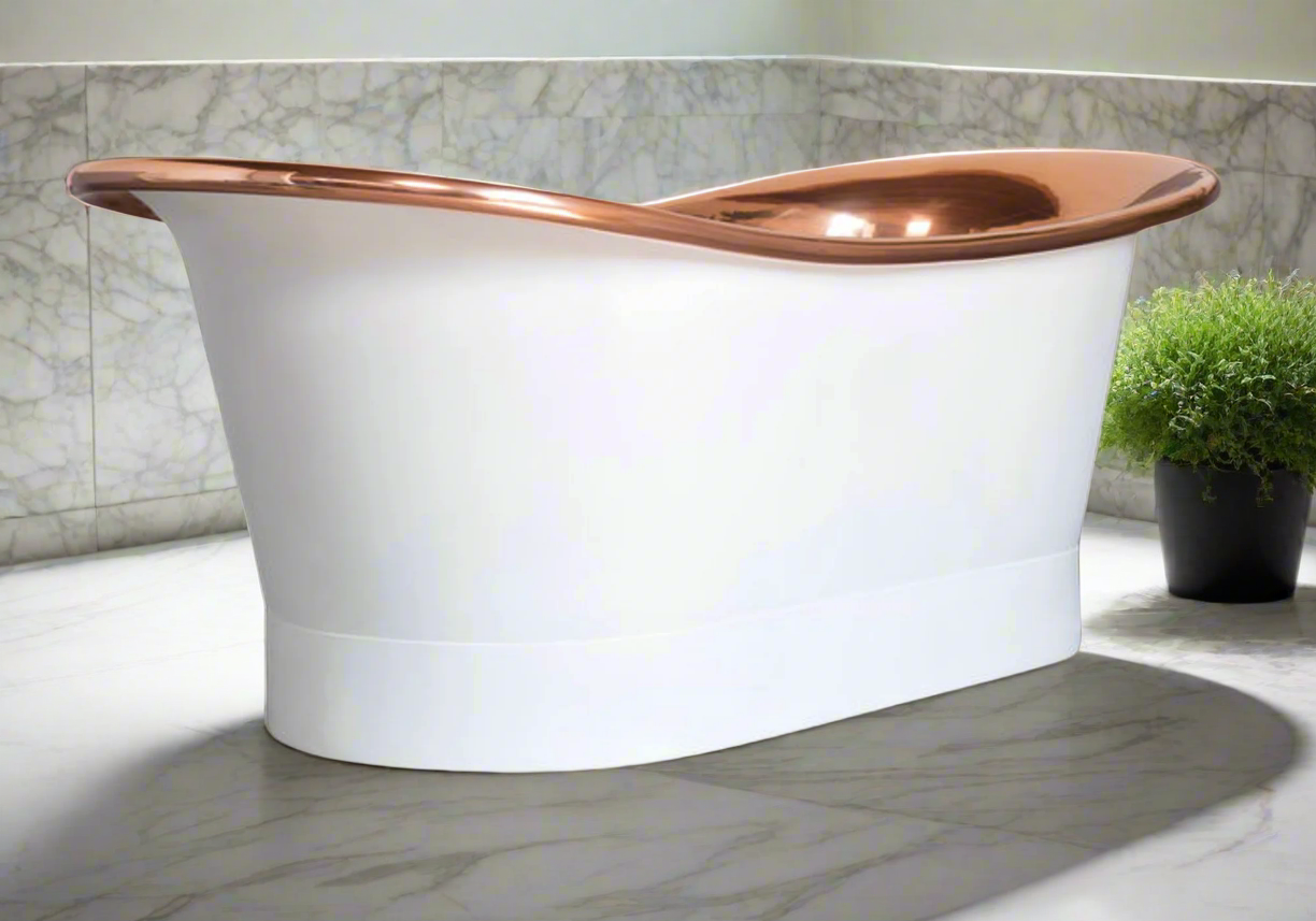 The Copper Bath Tub - Shanti Copper Double Slipper Smooth 1700mm - CB5017-D67