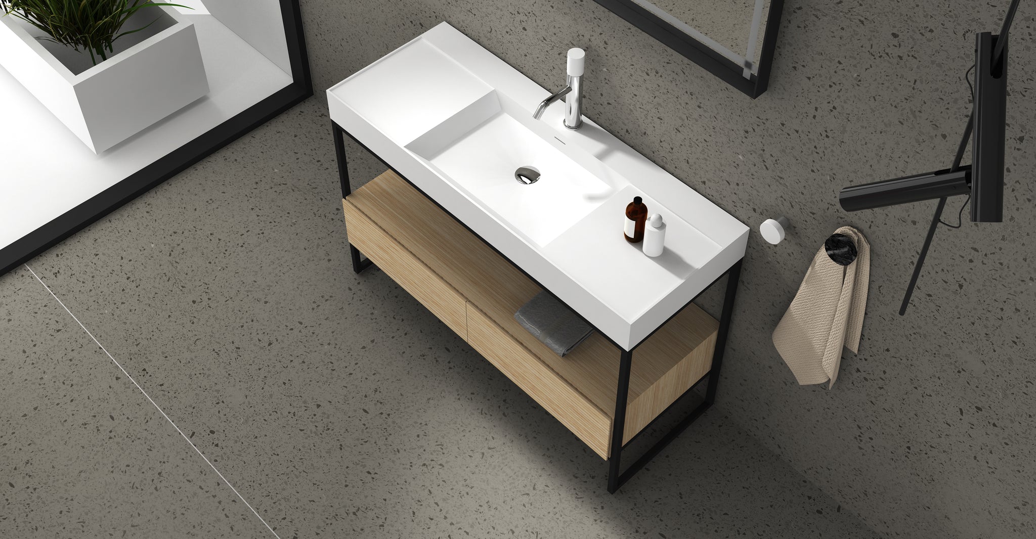 Gia Floorstanding Vanity - Solid Surface Benchtop - 1200mm - G2726-0