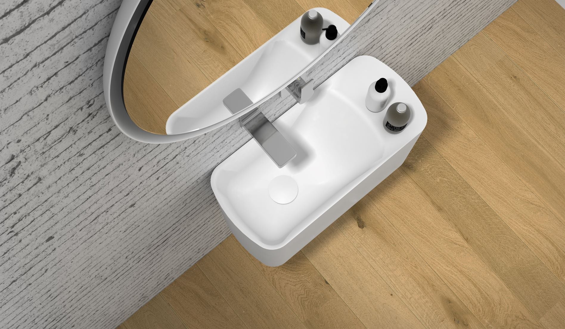 Gia Powder room wall hung stone basin - G38714-1 – Stonebaths