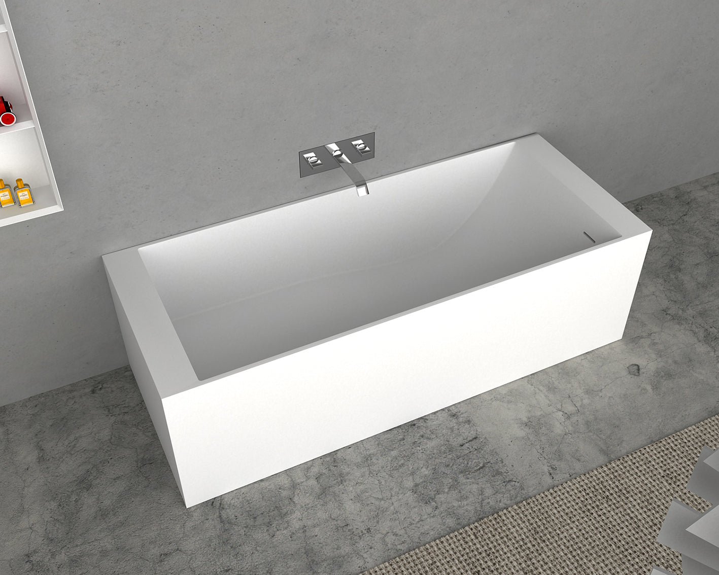 Gia Extra Large Back-to-Wall Bath With Shelf - 1800mm - G65114