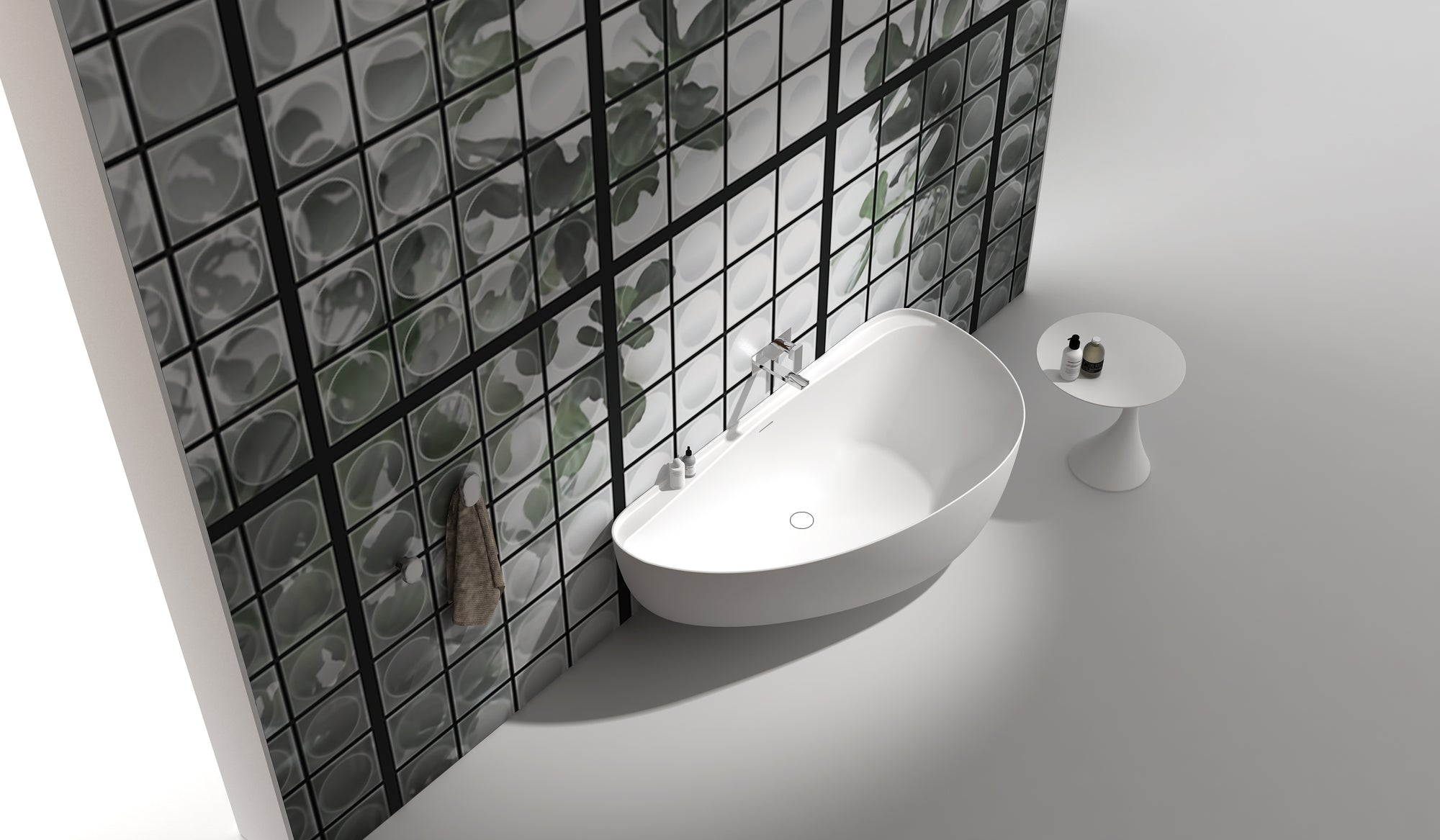 Gia back-to-wall curved egg stone bath - 1700mm - G65161