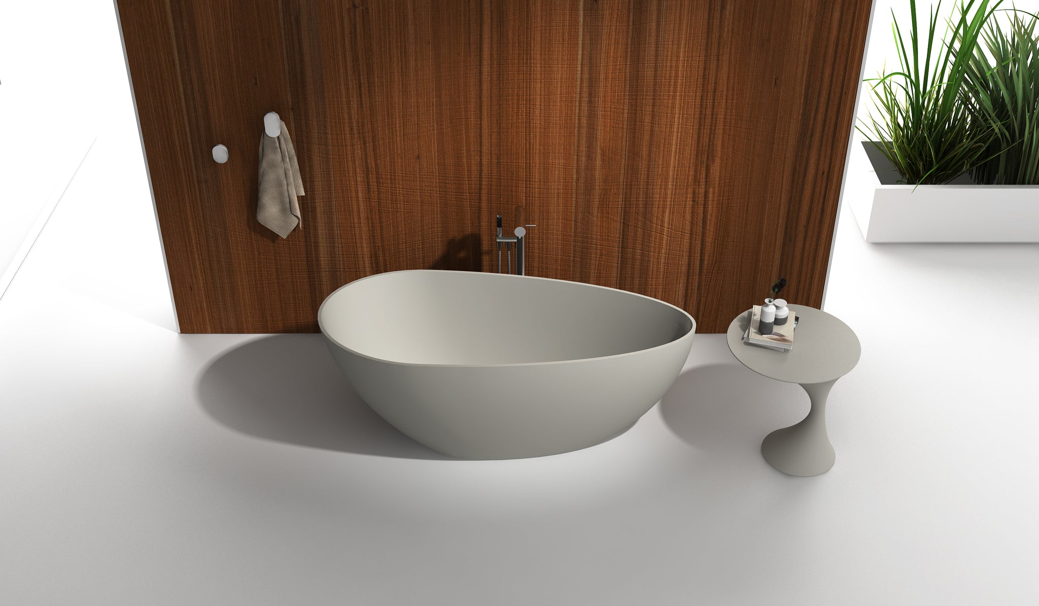Gia Egg-Shaped Stone Bath - Asymmetrical Lines - 1600mm - G65167