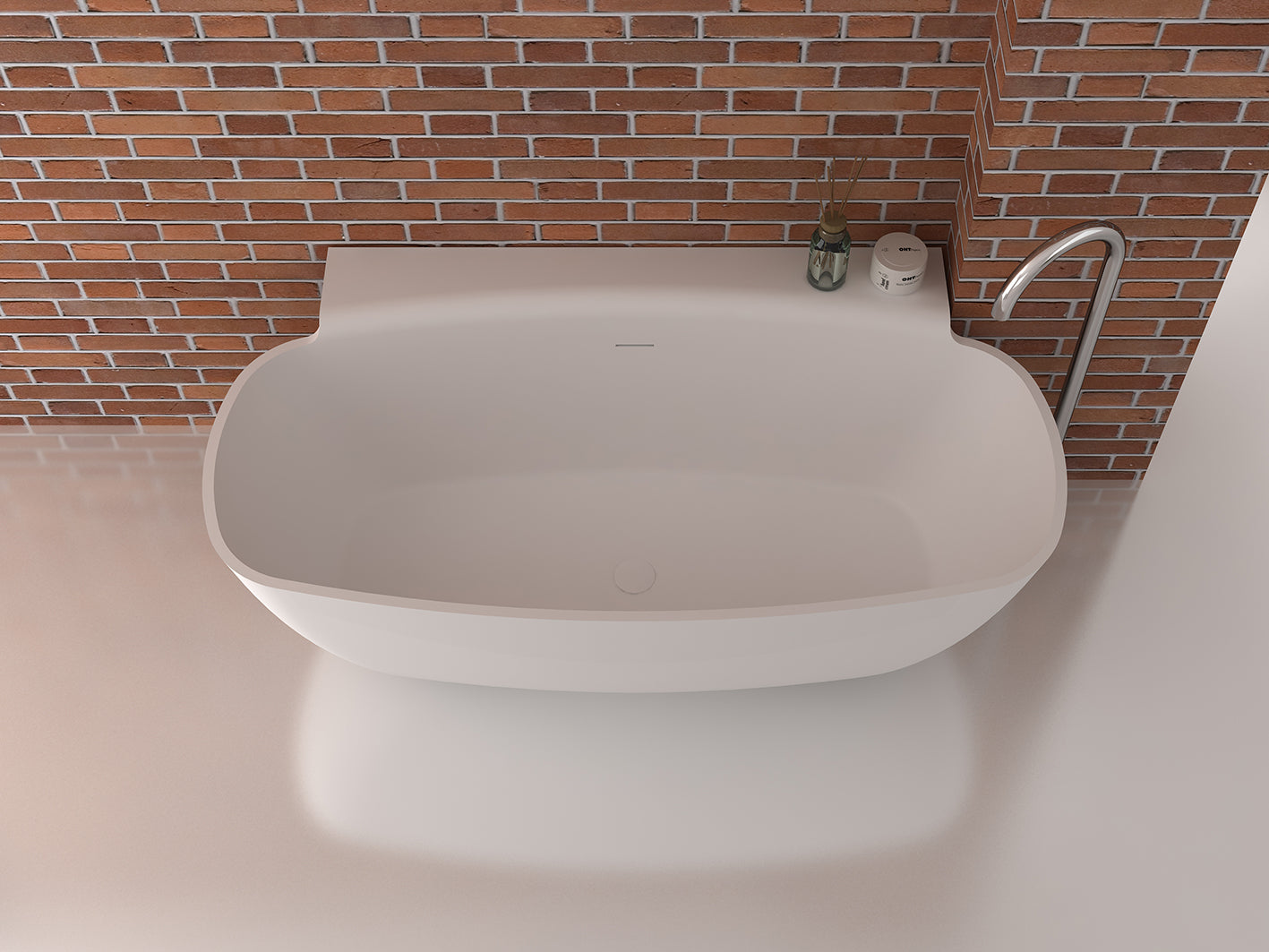 Gia Small Back-to-Wall Oval Bath - 1580mm - G6576