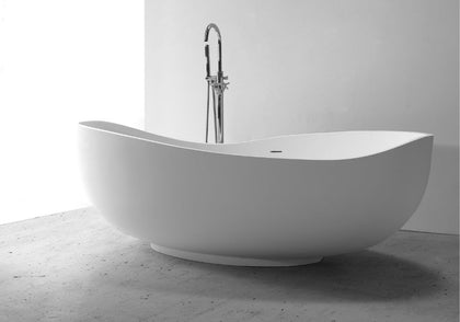 Hugi Stone Bath - Organic Curves in Matte White - 1840mm - B098
