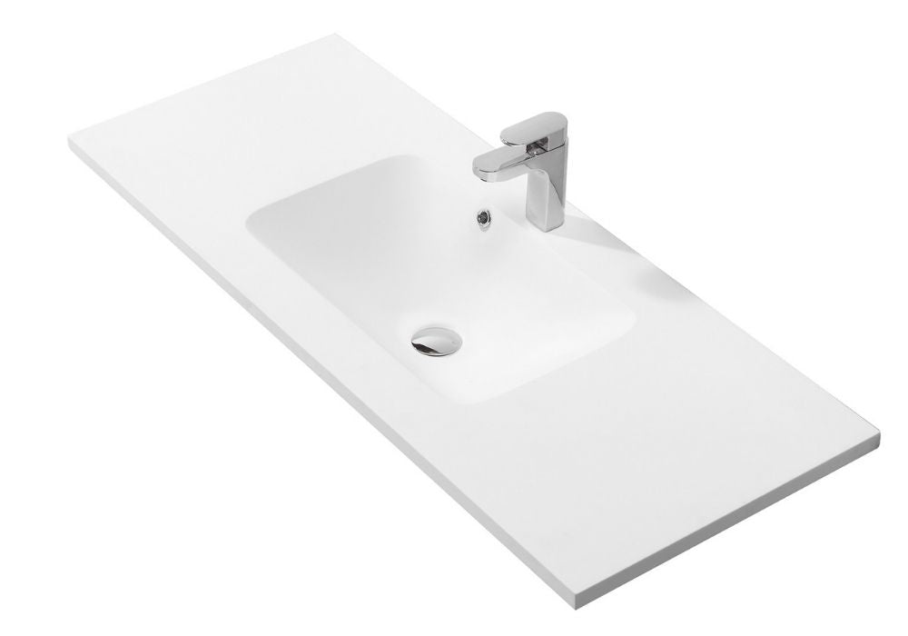 Hugi Matte White Slimline Stone Basin - 1200mm - B1525