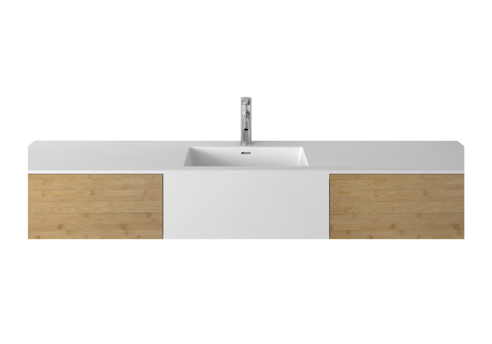 Wall Hung Vanity & Solid Basin w/ Two Drawers - 1800mm - G38485