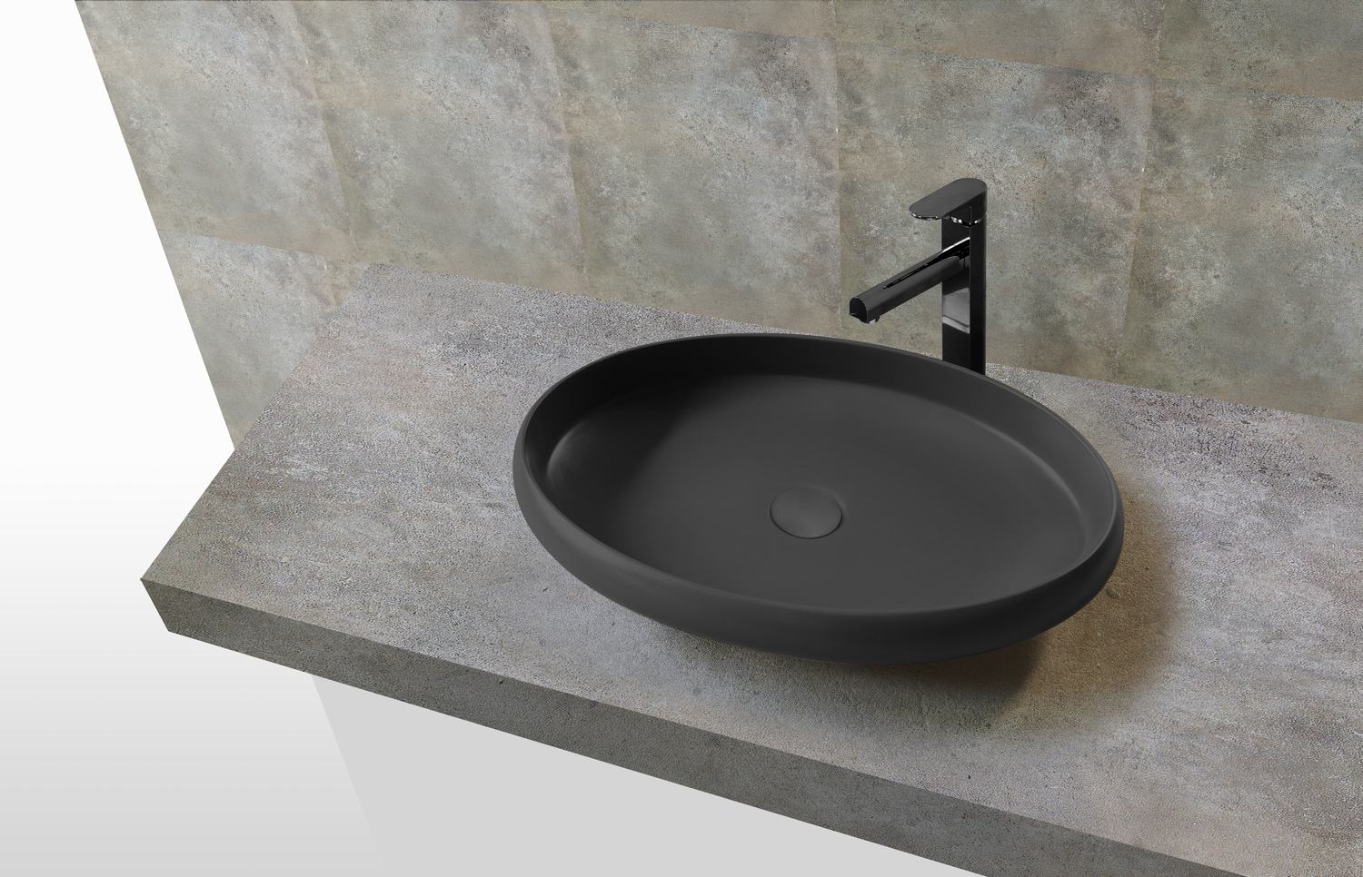 black stone basin