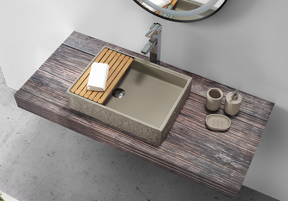 Textured Basin w/ Bamboo Cover - 505mm - B1160
