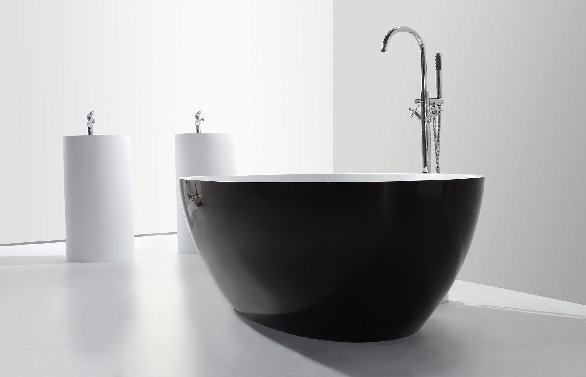 Black & White Stone Bath - 1828mm - B003-A