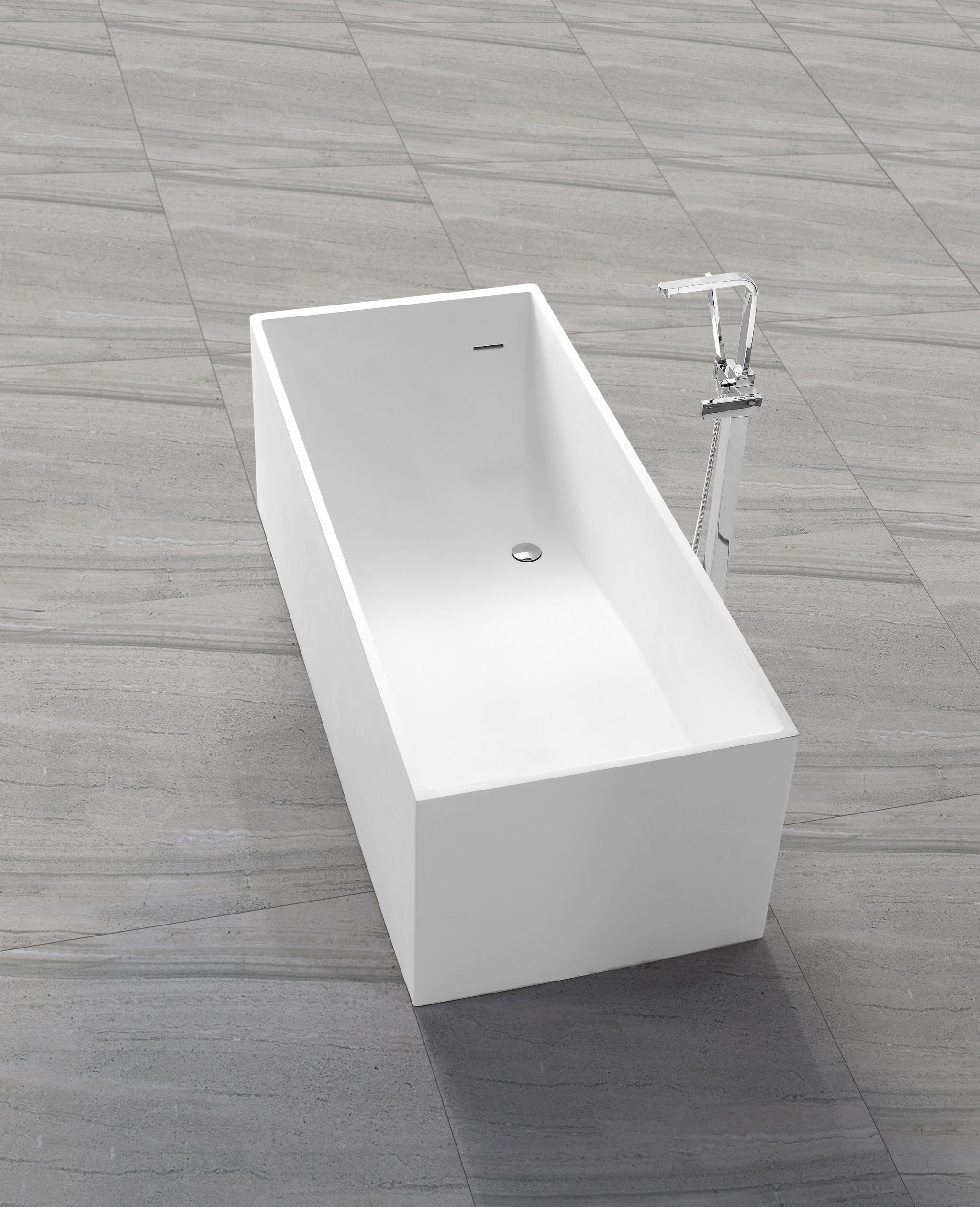 Contemporary Stone Bath w/ Built-In Seat - 1680mm - B029