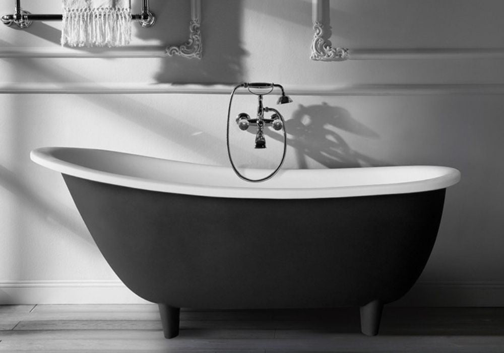 Olivier Black & White Coloured Freestanding Bath - 1620mm - ST17