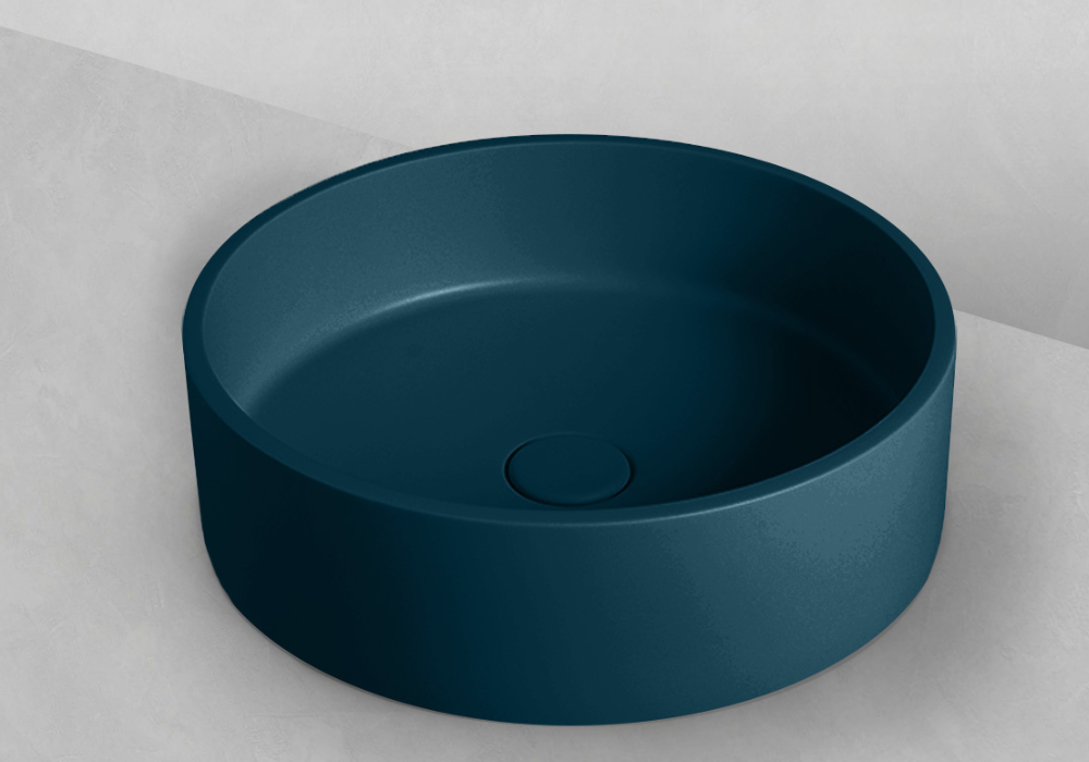 Sol round concrete basin peacock blue 390mm TC0015C11