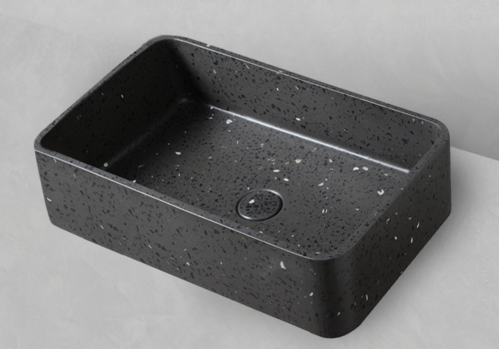 Altum basin 500mm black terrazzo concrete TC0016E4