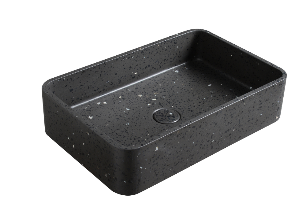 Altum basin 500mm black terrazzo concrete TC0016E4