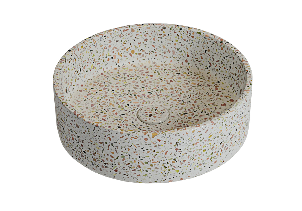 Sol natural terrazzo concrete 390mm basin TC0015E13